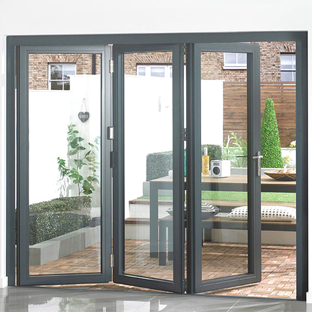 Patrocinador superior Listado Puertas plegables Fábrica plegable Hacer una abertura grande aislada interior a prueba de insonor de aluminio Bi plegable bi plegable estrecho doblado puertas